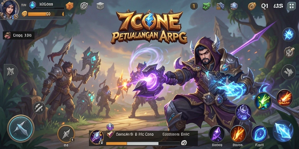 Screenshot gameplay 7CONE yang menampilkan aksi pertarungan epik.