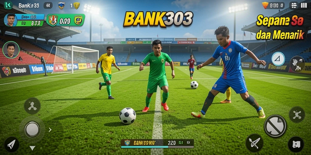 Gameplay seru BANK303 dengan aksi sepak bola mendebarkan.