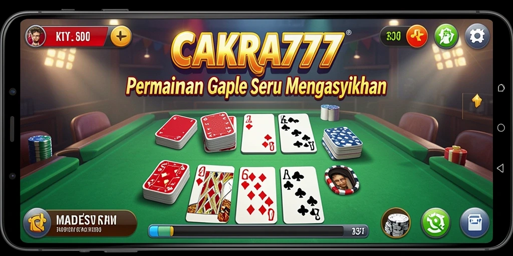 Tampilan screenshot utama CAKRA777 dengan gameplay Gaple yang seru.