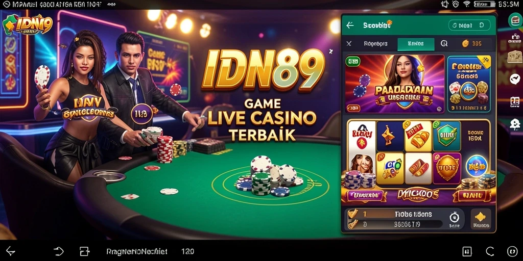 Tampilan gameplay IDN89 yang menampilkan dealer langsung di meja kasino.