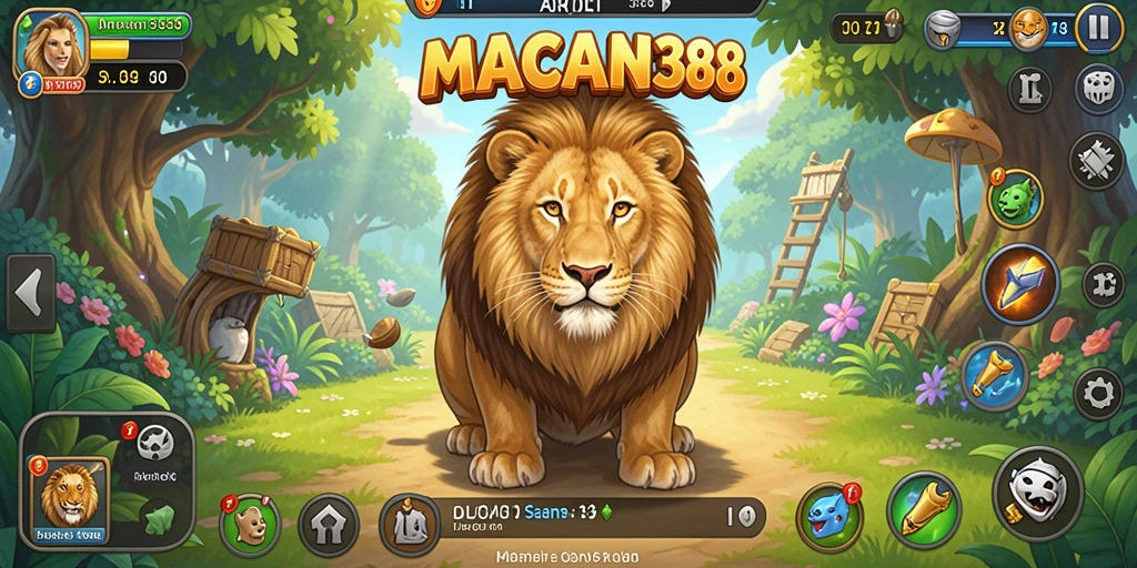 Screenshot gameplay <strong>MACAN388</strong> menampilkan suasana santai dan penuh warna.