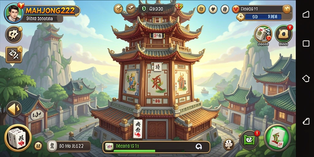 Tampilan gameplay seru dari MAHJONG222 dalam mempertahankan menara.
