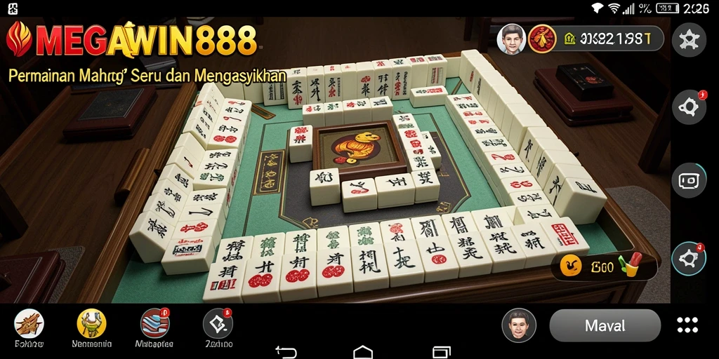 Tampilan gameplay seru dalam MEGAWIN888 yang penuh strategi Mahjong.