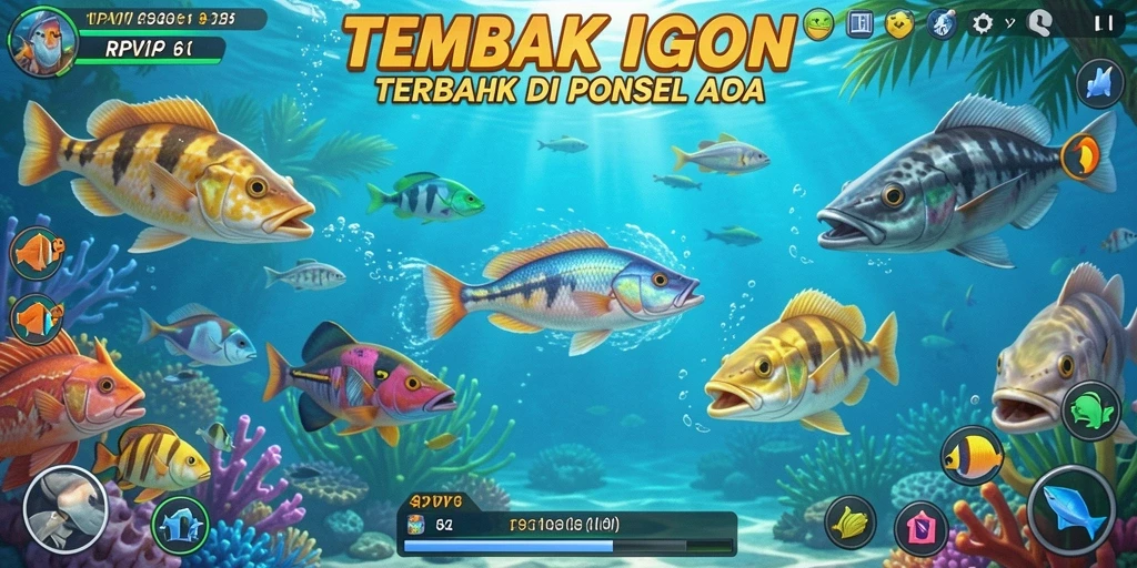 Tampilan gameplay menembak ikan yang seru dan interaktif.