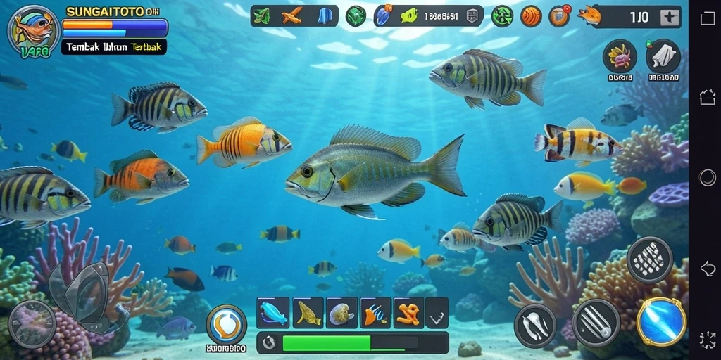 Tampilan gameplay SUNGAITOTO yang mendebarkan dalam memancing ikan.